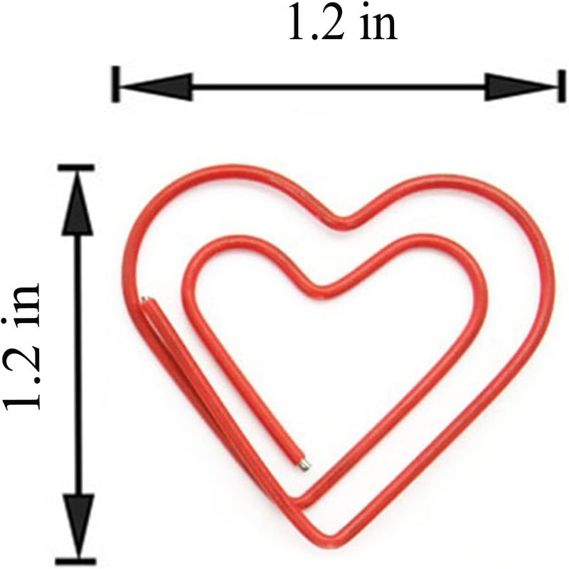 COUKASO Paper Clips Cute Red Love Heart Shaped Paper Clip for Invitation Card Notebook Files Work Bookmark (50 Pcs Red Love Heart) - Image 2
